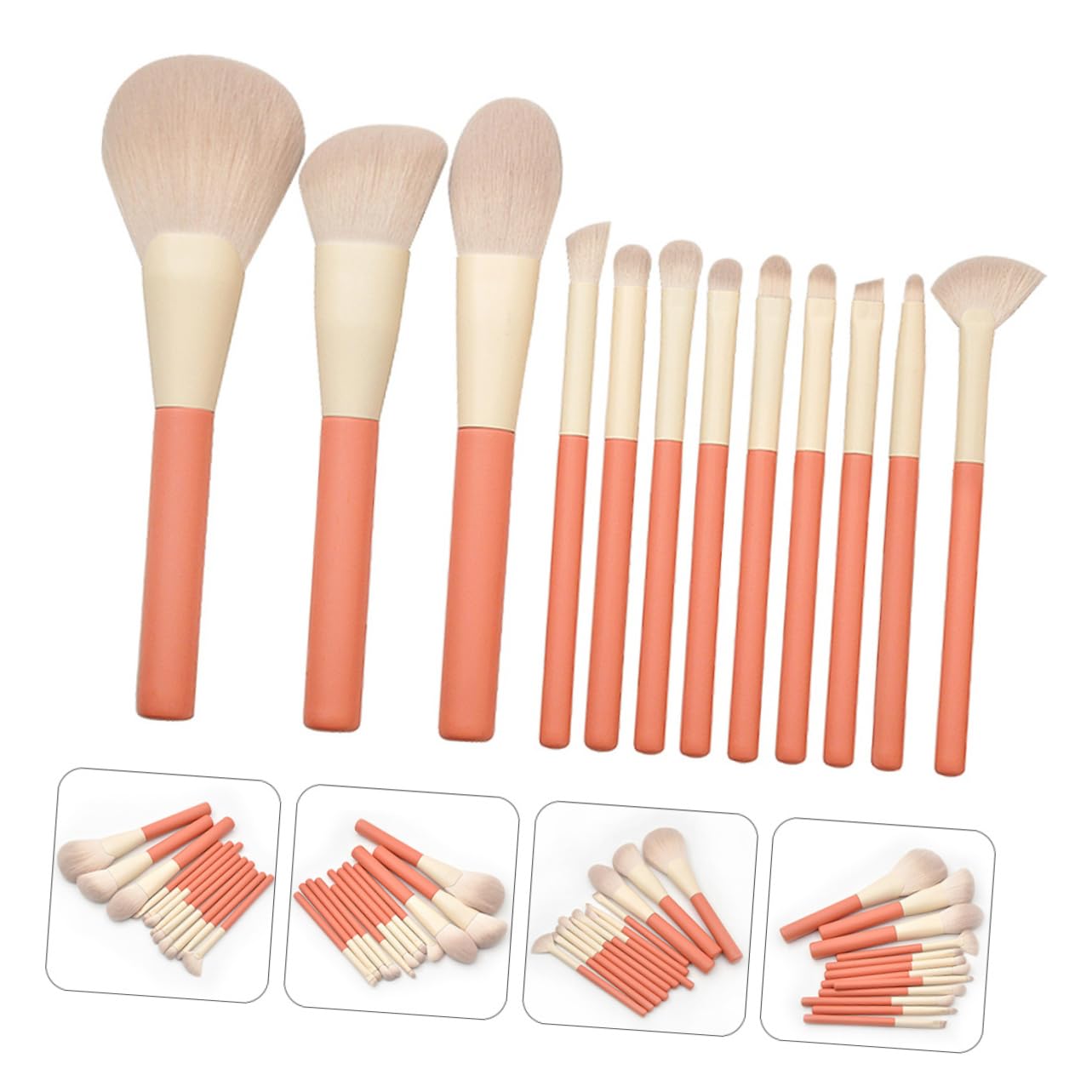 FRCOLOR 2sets Pennelli Per Trucco Professionali Fibra Artificiale Leggeri e Portatili Per Trucco Viso Ombretti e Blush Perfetti Per Viaggi e Uso Quotidiano