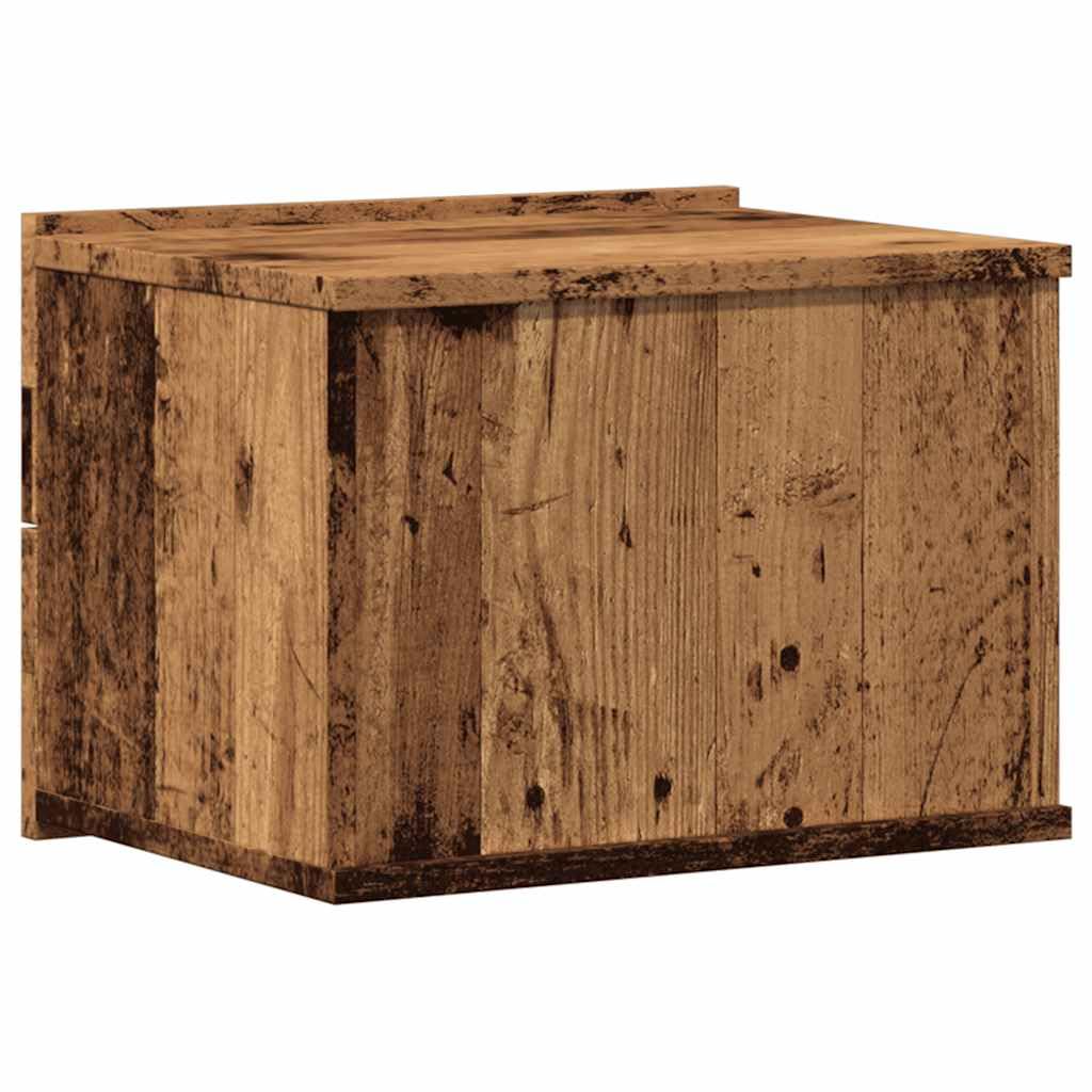 Wisząca szafka nocna na ścianę, stare drewno 40x32x30 cm, mebel wiszący z dużą przestrzenią do przechowywania książek i akcesoriów, solidny blat odporny na wilgoć, łatwy w
