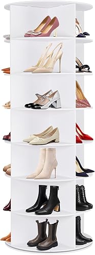 Estante giratorio para zapatos, organizador grande de almacenamiento de zapatos de 7 niveles y 28 pares, ahorro de espacio, zapatero redondo