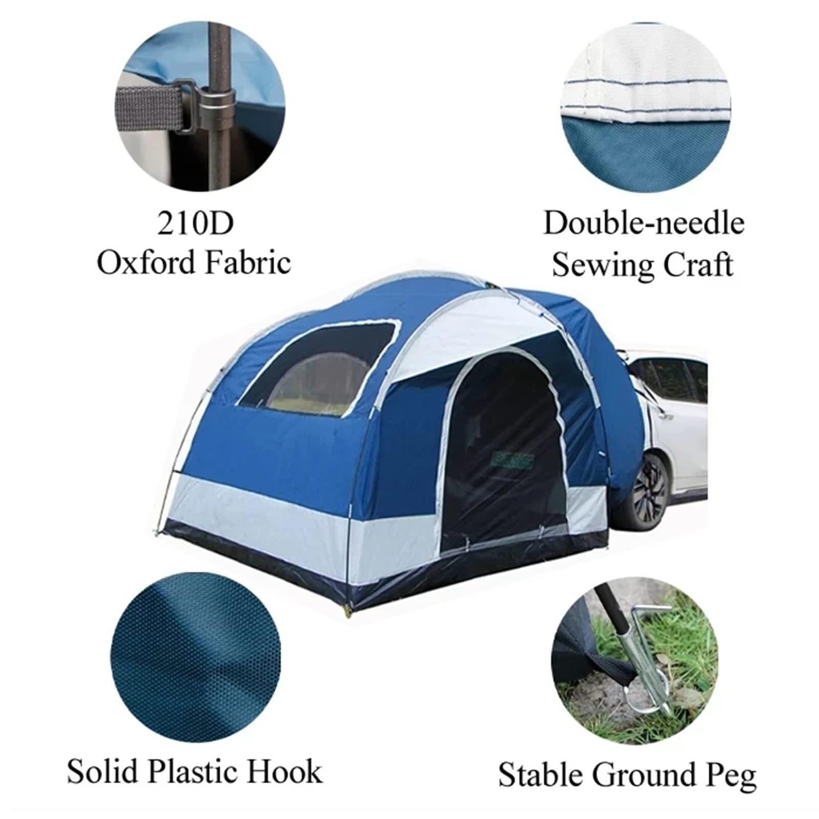 Tienda de Carpa Familiar de SUV Camp Cho, Tienda de vehículos Universal de 3-4 Personas con Lluvia de Lluvia Impermeable para Acampar Familiares Que viajan al Aire Libre - 250 * 250 * 200cm