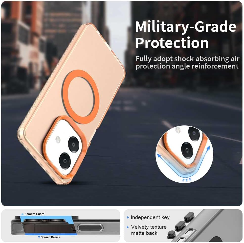 Pzwoxukhov Compatible with Oppo A40 / A40m Case Cover,Supports Wireless Charging,Shockproof Magnetic Phone Case，Compatible with Oppo A60 (LATAM) Case Orange image 2