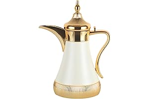 Luxury Arabian Tea Pot | Gold & White Vacuum Insulated Thermal Carafe