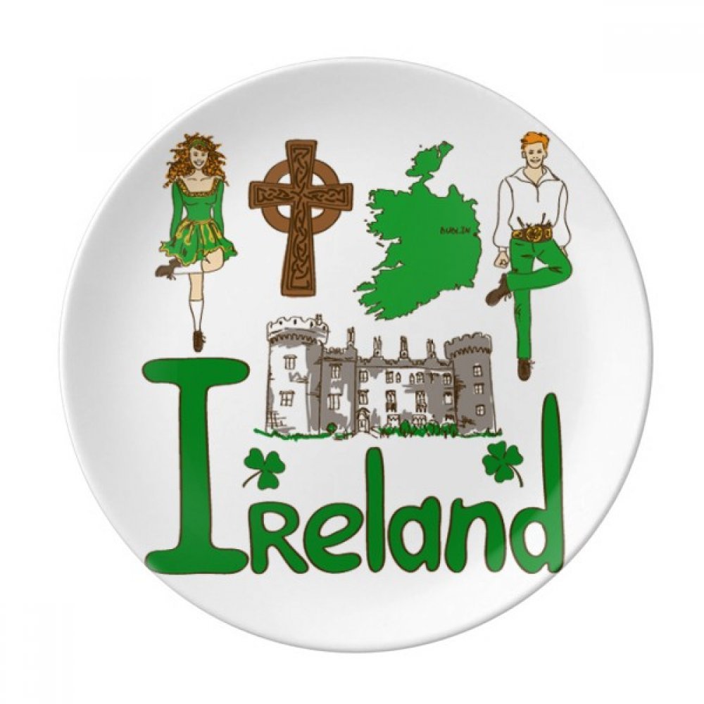 Assiette cadeau Irlande souvenir touristique en porcelaine multicolore