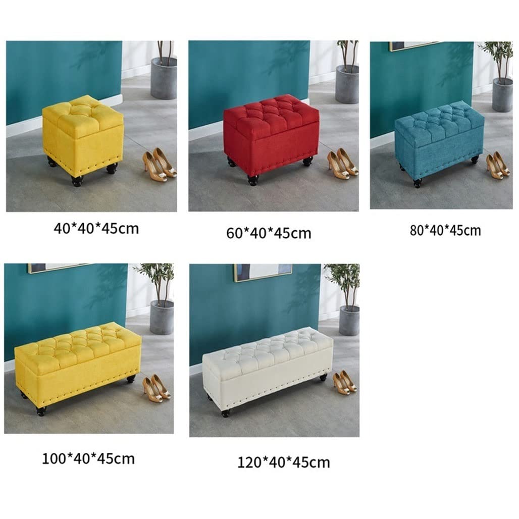 Pouf con bottoni con contenitore in tessuti imbottiti, grande panca portaoggetti per camera da letto, soggiorno, ingresso, panca ottomana portaoggetti con cerniera di sicurezza fino a 350 kg