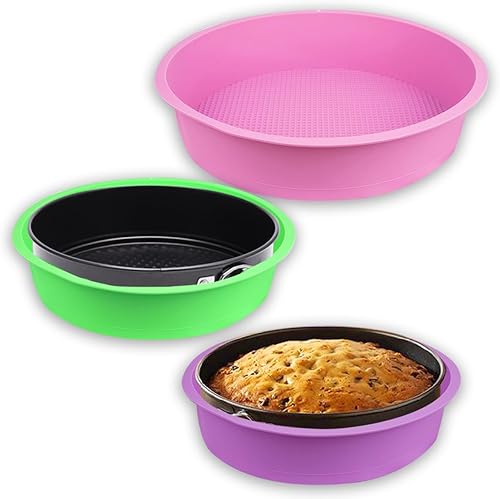 Paquete de 3 protectores de sartén para pastel de queso para sartén redonda de 9 pulgadas, bandeja de baño de agua de silicona para evitar que el