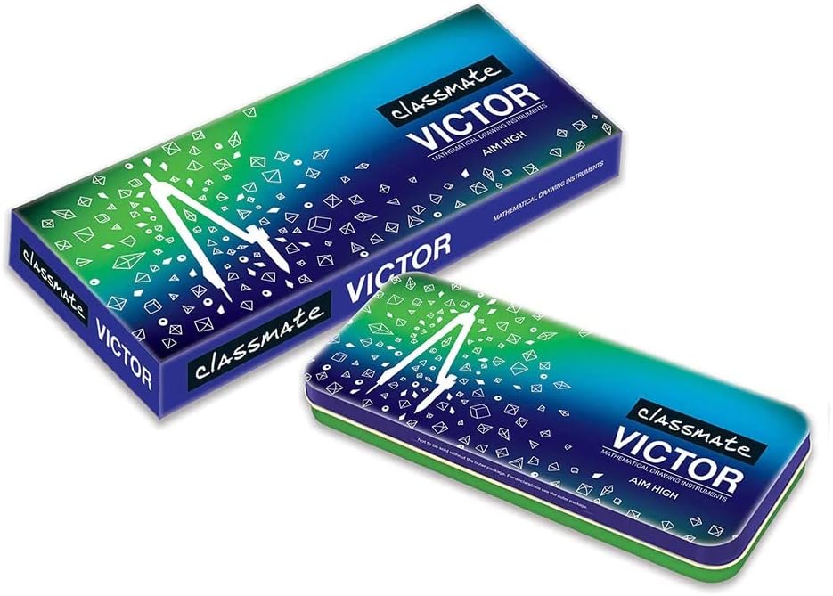Classmate Victor Mathematical Drawing Box | Self Centering Die-Cast Compass | Classmate Premium Geometry Box (Pack of 2)