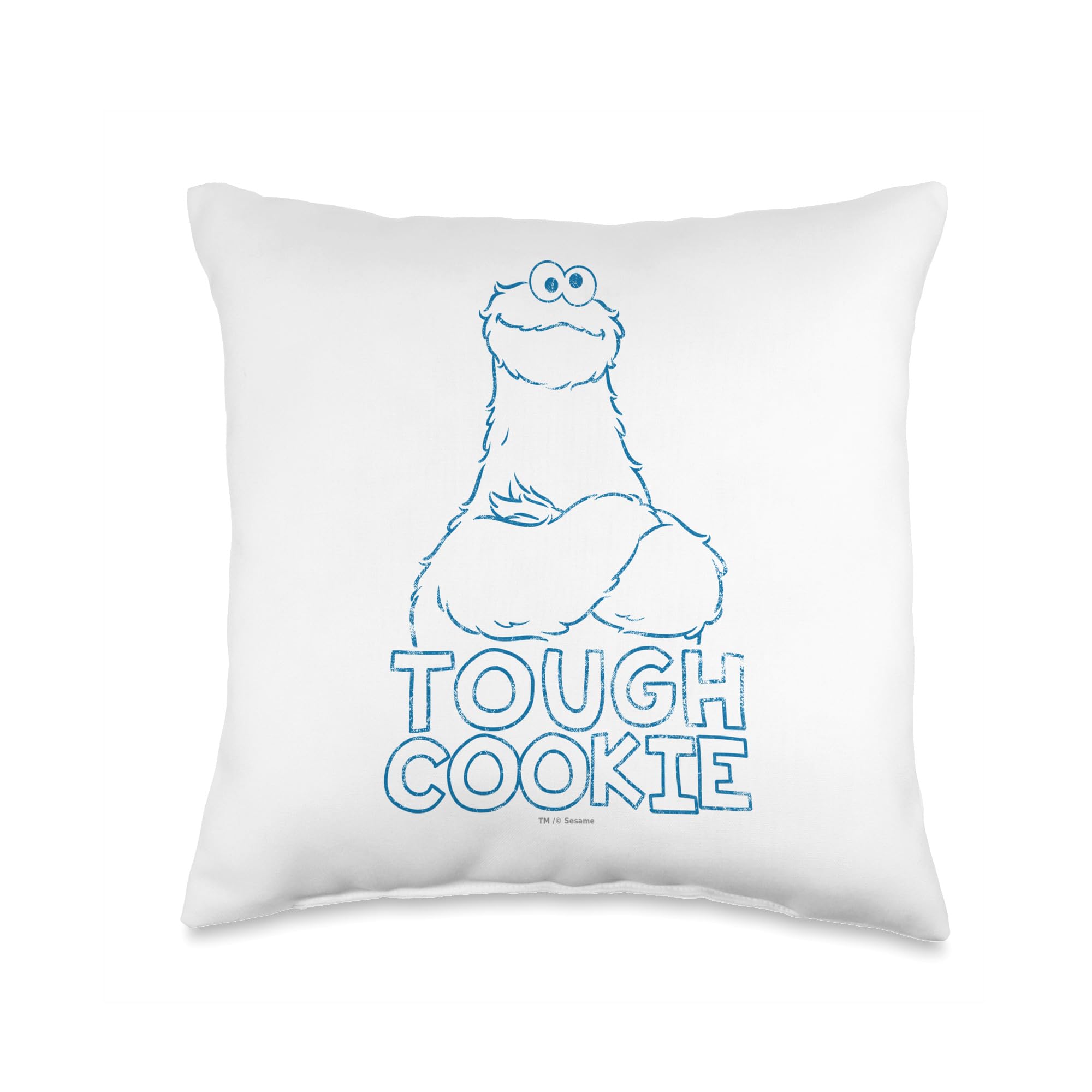Coussin Sesame Street lit enfant et canape salon, deco Monster Tough Cookie bleu 16x16