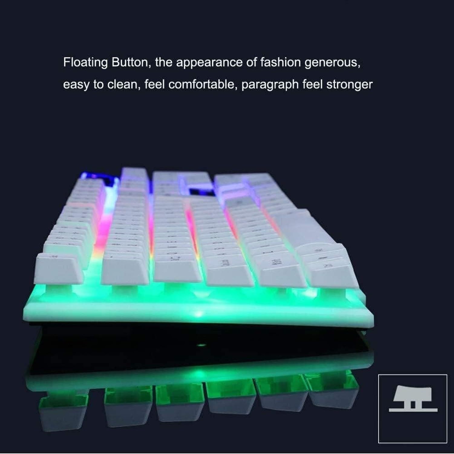 Zestaw Klawiatura i Mysz USB Podświetlane LED Dla Graczy Kolorowa Iluminacja Rainbow PC