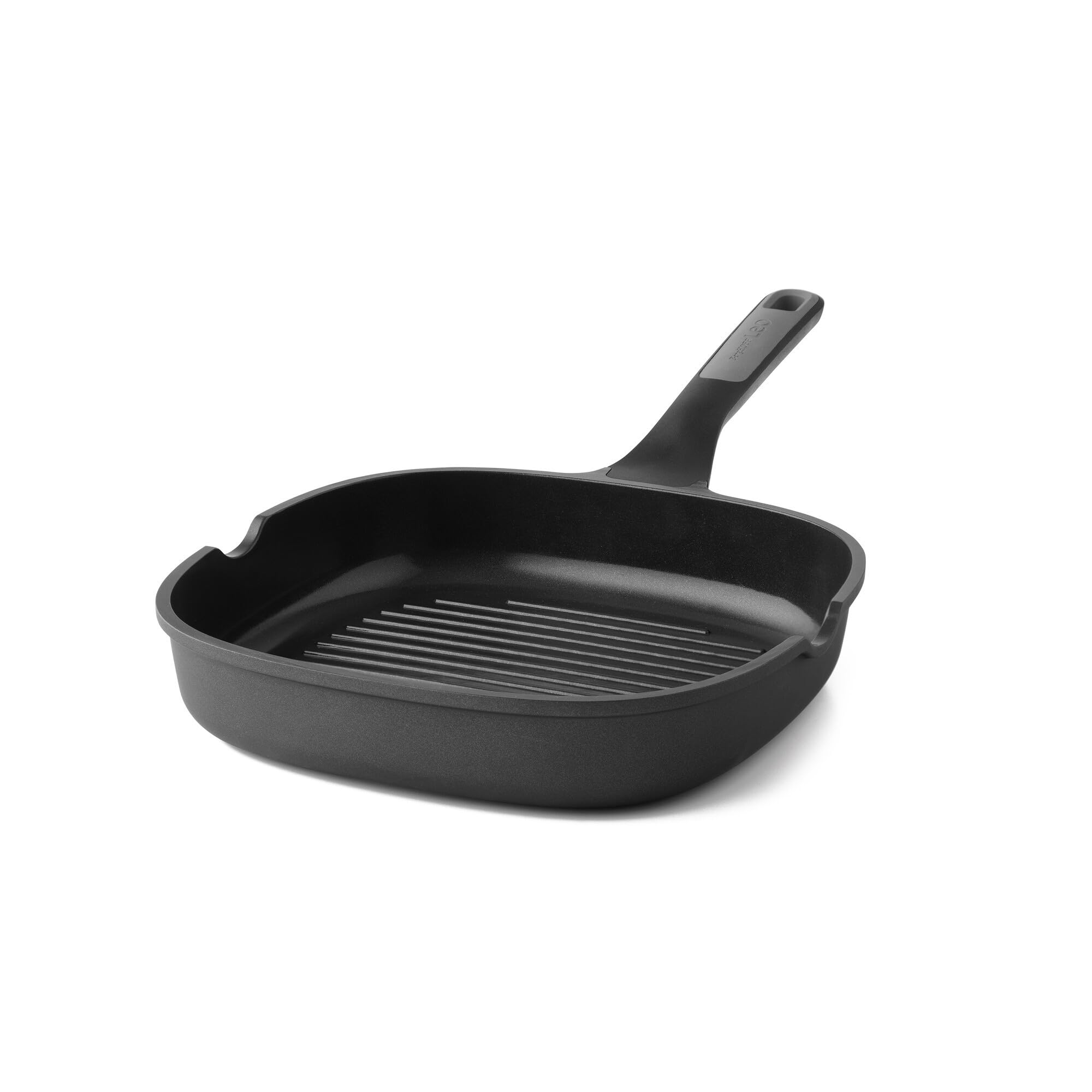 Berghoff Leo Stone+ Non-stick Ceramic Grill Pan 10.5in, Recycled Aluminum, CeraGreen, Non-Toxic Coating, Stay-cool Handle, Induction Pan