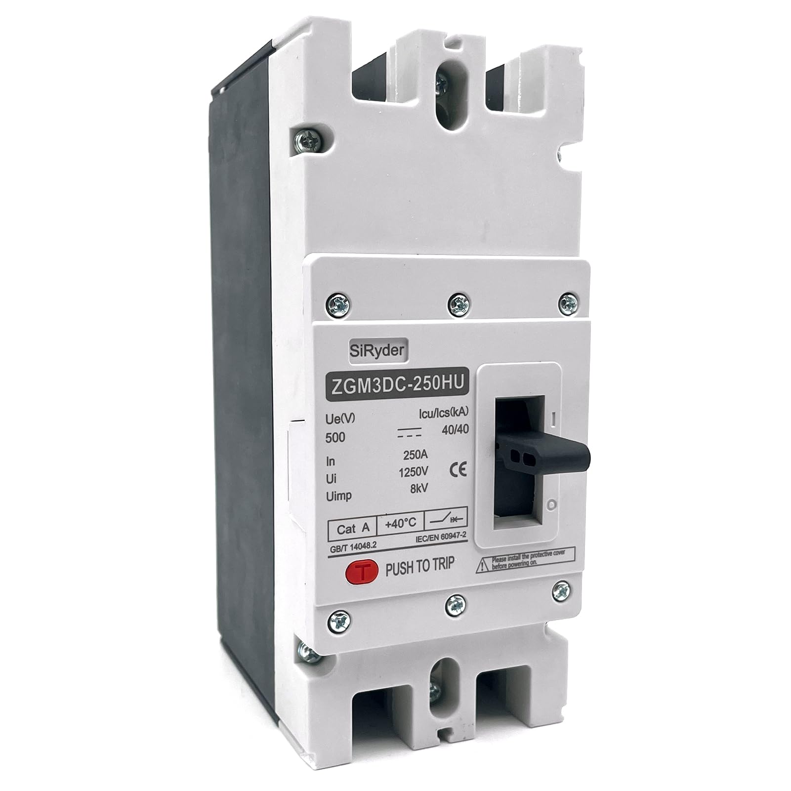Disyuntor MCCB,2P Disyuntor de Caja Moldeada Interruptor Fotovoltaico 2P 500V 250A MCCB - Disyuntor de Circuito de CC Adecuado Para Sistemas Fotovoltaicos