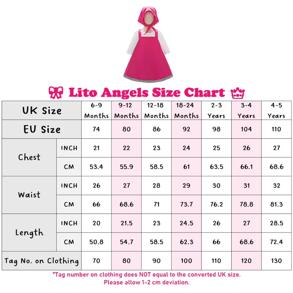 Lito Angels Déguisement Robe Sarafan Fille, Fuchsia, 6 mois-5 ans | Foulard, Tenue Traditionnelle, Déguisement de Fête