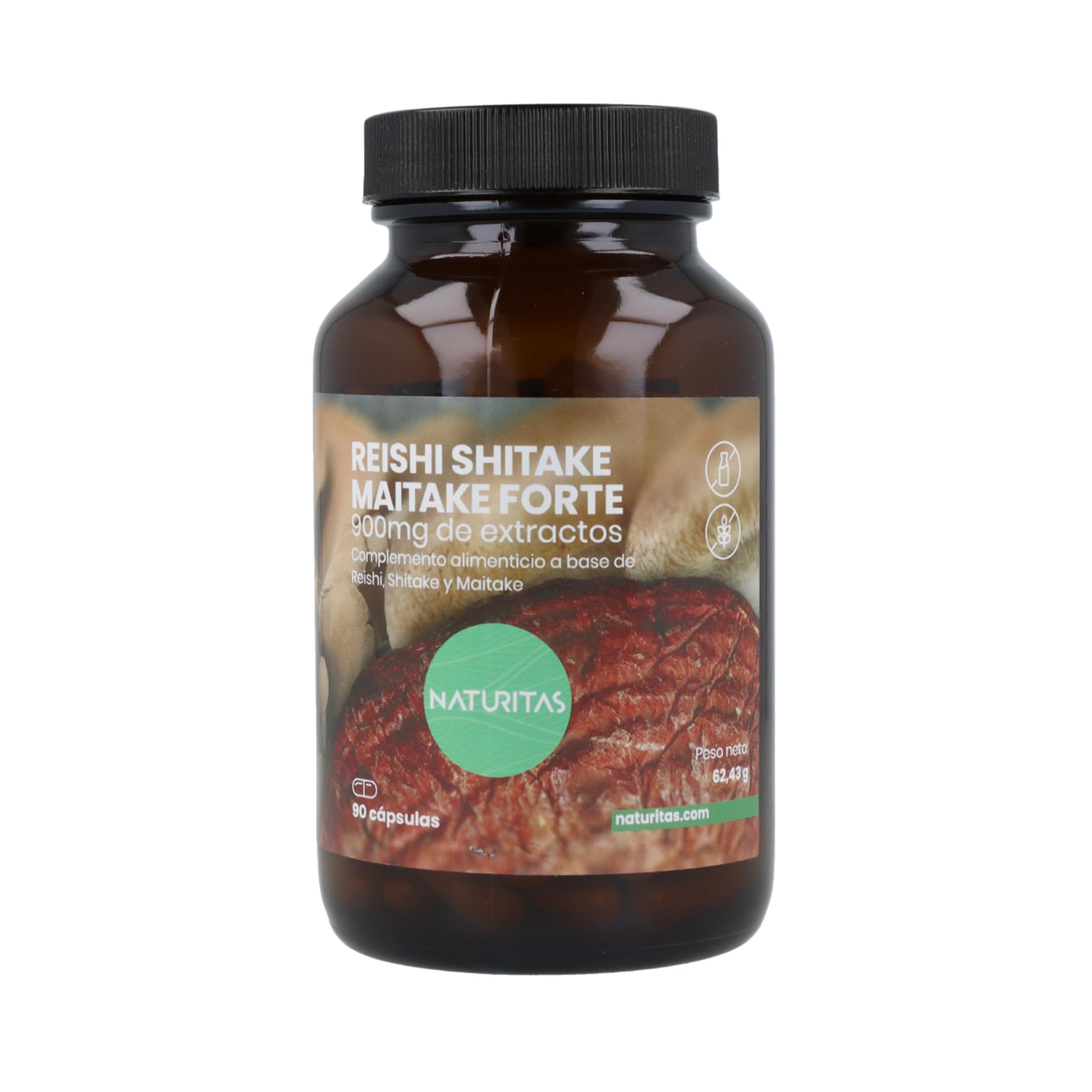 Reishi Shitake Maitake Forte | 90 cápsulas | Naturitas Essentials | Trío Reishi + Shiitake + Maitake | Defensas y vitalidad | Compuesto de Hongos | Extractos Concentrados de Reishi, Shitake y Maitake. Complemento Alimenticio a Base de Hongos apoyo al sist