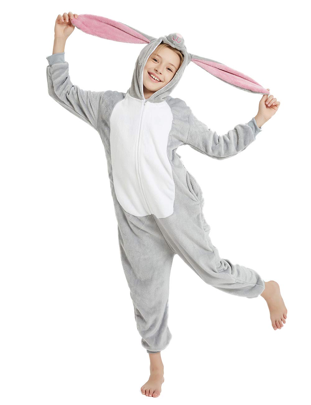 ABENCAEaster Kids Bunny Onesie Rabbit Pajamas for Girls Cartoon One Piece Animal Halloween Christmas Cosplay Costume