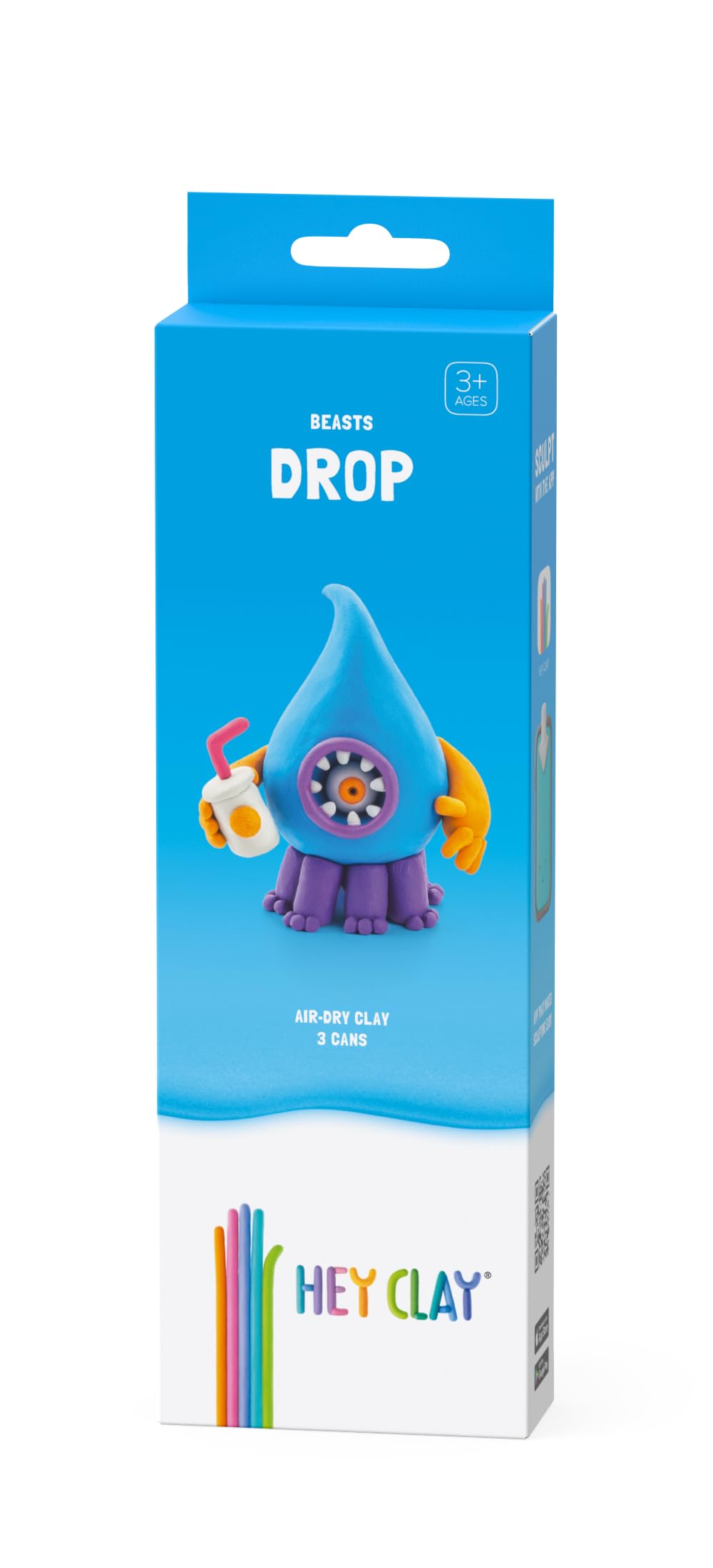 – Hey Clay - DIY Drop Plastic Creative Modelling Air-Dry Clay For Kids 3 Cans