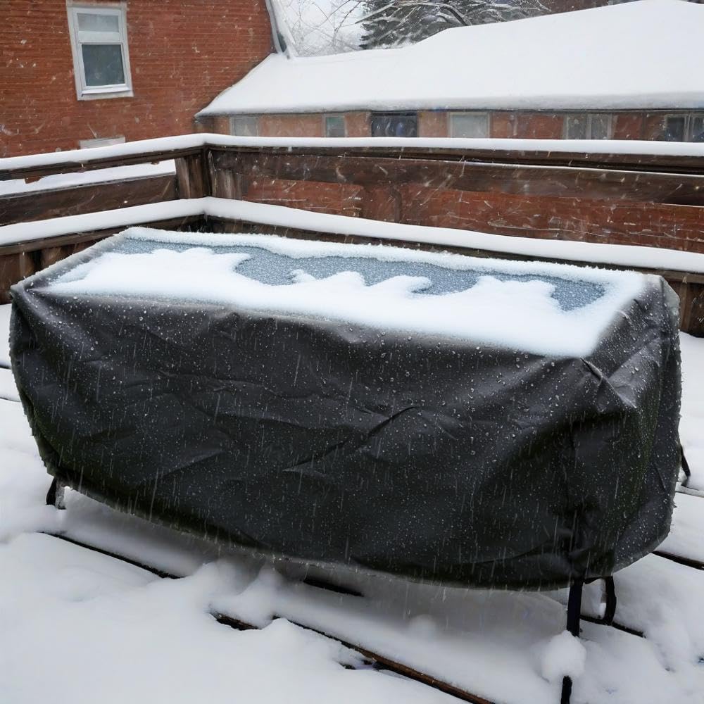 Ajalgz Black Garden Table Covers 180X100cm Garden Furniture Covers Heavy Duty 420D Oxford Outdoor Pu Coating, Windproof, Anti Uv/Tear-Resistant Cover For Garden Furniture Waterproof - 180X100x80cm/Lxwxh