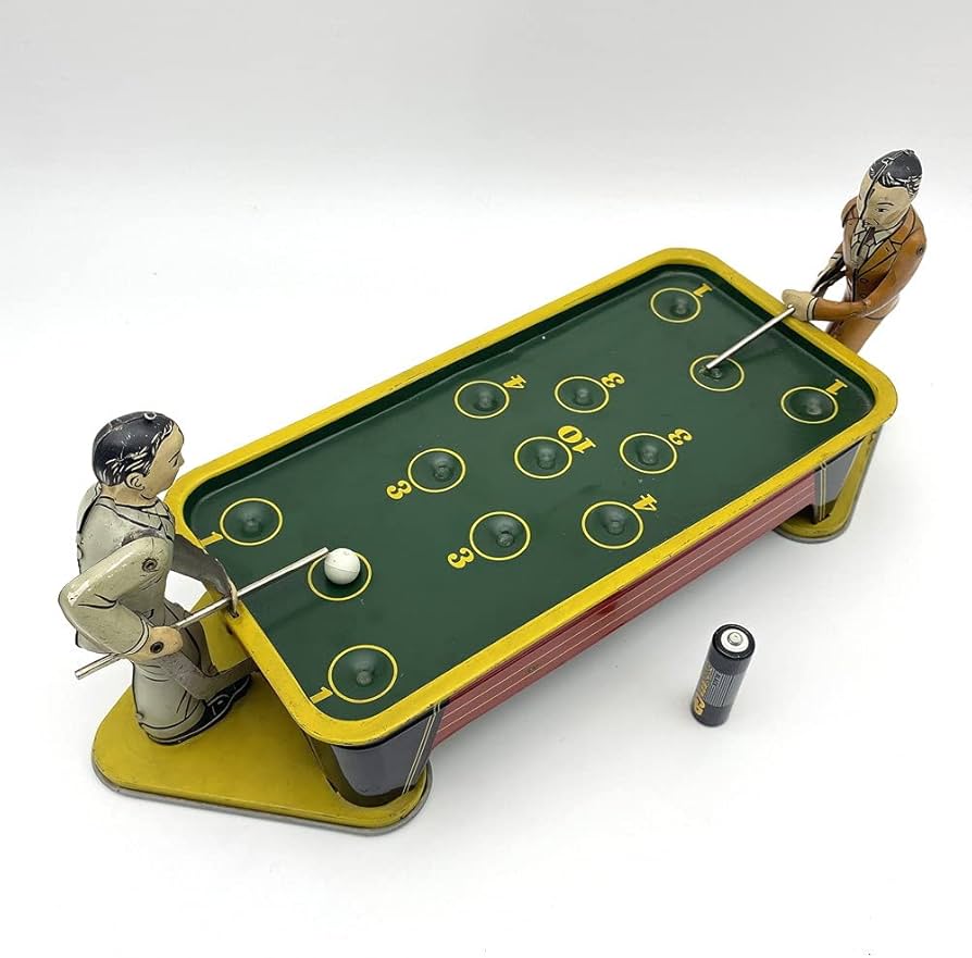 1950年米国レンジャーステール社 ビリヤード台プレイヤー　ブリキの おもちや Amazon | 1950年 レンジャースティール社 ビリヤードプレイヤー ブリキ