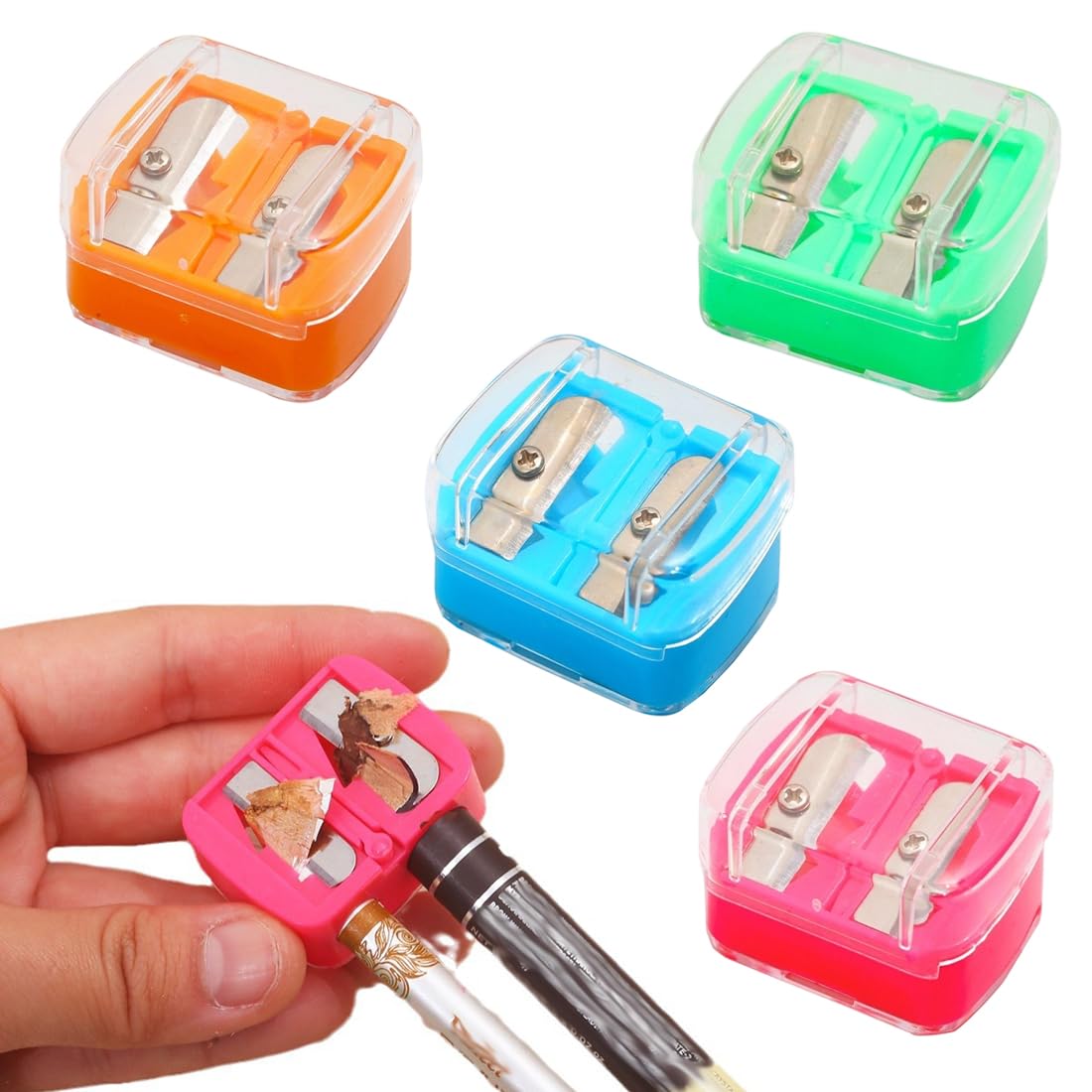 4 pezzi Temperino Matita Occhi,Temperamatite Trucco,Doppio per Matite Cosmetiche,per Matite Trucco, Adatto per Eyeliner, Matita per Sopracciglia