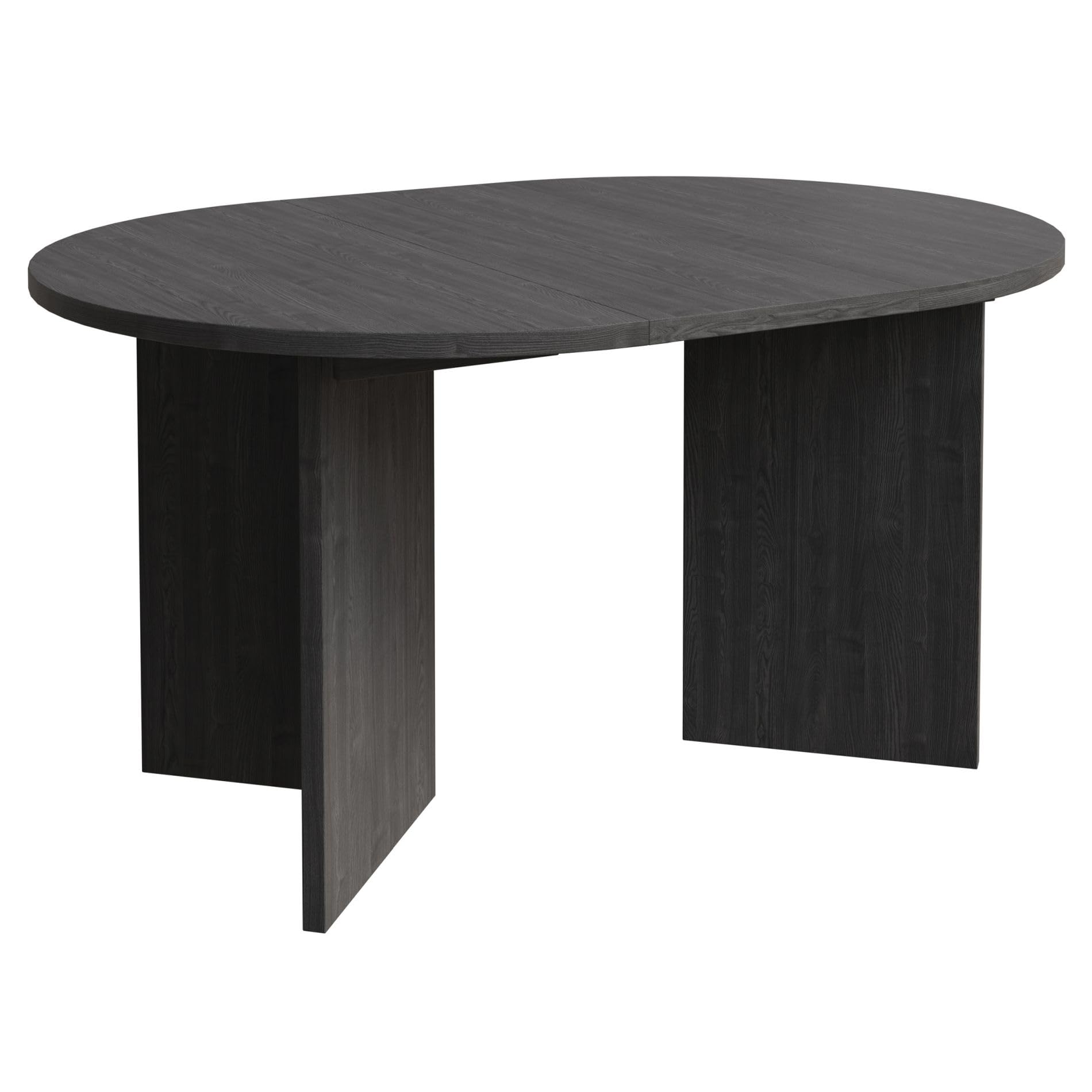 Selsey Ovaler Esstisch Ausziehbar – Runder Esstisch in Anthrazit, 110–190x110 cm, Laminierte Platte, ABS-Kanten, 2 Verlängerungen, Kugelführung, Selbstmontage