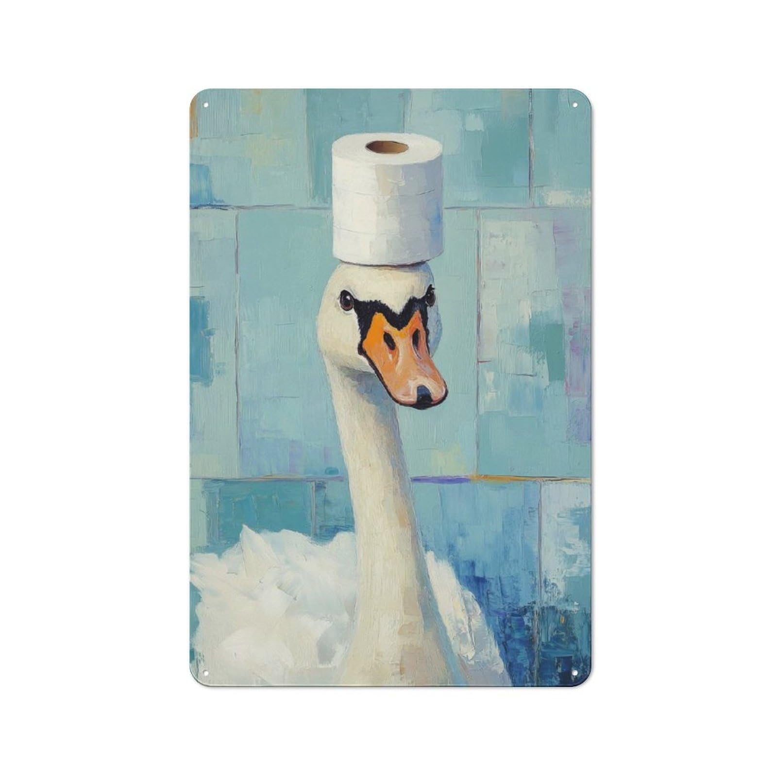 Junmoney Swan With Toilet Paper Hat Printed Metal Sign 30X20cm For Café Or Restaurant, New-Space Wall Decor For Café Owners And Decorators