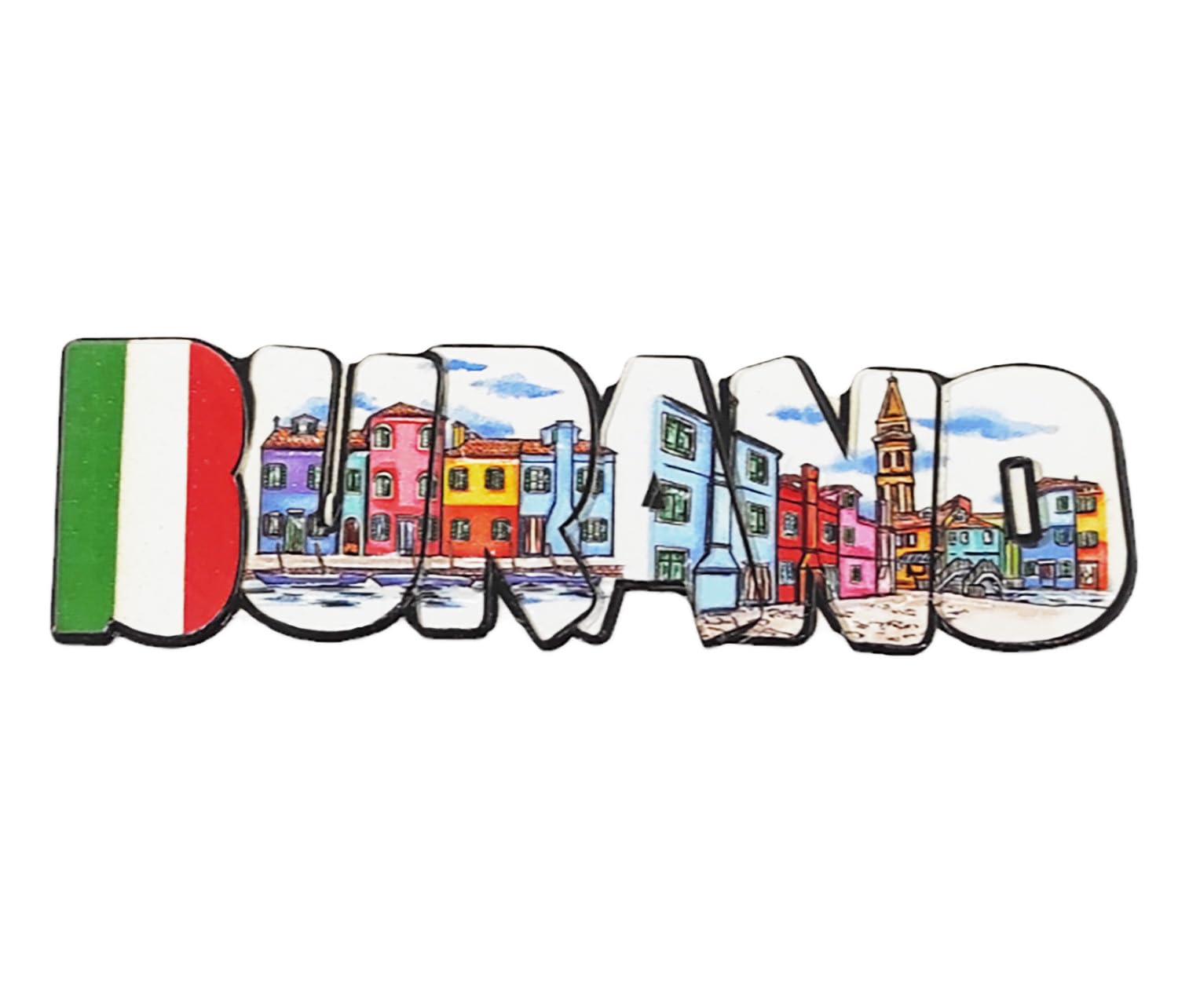 KUSTOM ART Calamita Magnete da frigorifero 3D di Resina Italia Venezia Souvenir Cuore Piazza San Marco Gondole Regalo Casa Cucina da Collezione 7x6.5