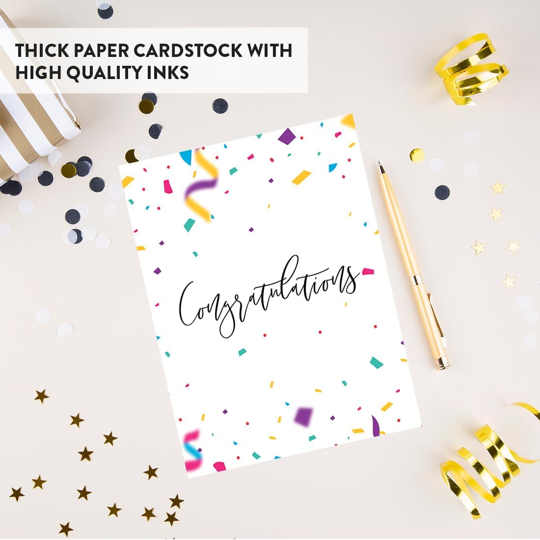 Andaz Press Funny Congratulations Jumbo Card With Envelope, Confetti Design, Engagement, Pregnancy, Graduation, New Home, New Job, Retirement Greeting Card for Her Him Men Women, 8.5 x 11 inch, 1-Pack