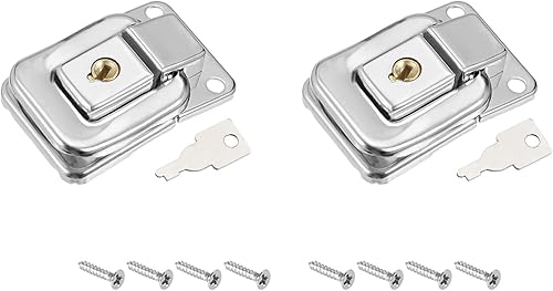 METALLIXITY Cerradura de cierre de palanca (1.614 in x 1.102 in), 2 unidades, pestillos de cerrojo de hierro, para gabinetes, cajas, maletas, tono