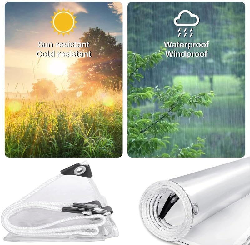 Heavy Duty Waterproof for Greenhouse Outdoor Garden Poly Cover UV Resistant Weave 14mil?Waterproof Curtain for Pergola, Porch, Gazebos, with Rustproof Grommets, Customizable ? (Color : 0.35mm, Size