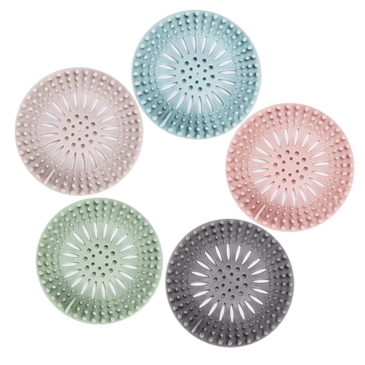 Silicone Sink Strainer Shower Drain Hair Catcher Scarico for Lavandino e Vasca in Silicone Raccogli Capelli Multicolor 13,2x13,2 cm 5 Pz(As Shownx3pcs,13.2X13.2CMx3pcs)