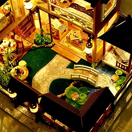 SEESEE.U DIY Miniatur Puppenhaus Holzmöbel Kit handmontierte Puppenhaus Haus mit LED-Leuchten Haus Romantisches… – Bild 4