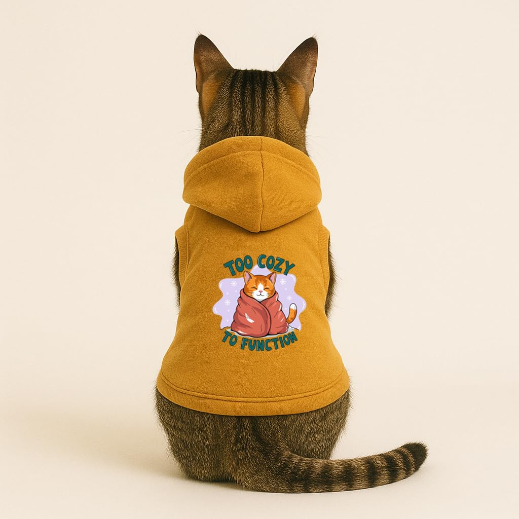 Sleeveless Cat Hoodie Pet Apparel for Persian Bengal Indie & Bombay Cats Upto 3kg | Soft Fleece Lined Printed Hooded Sweatshirt Easy Slip On Clothes for Kittens (Mustard, S)-image-21