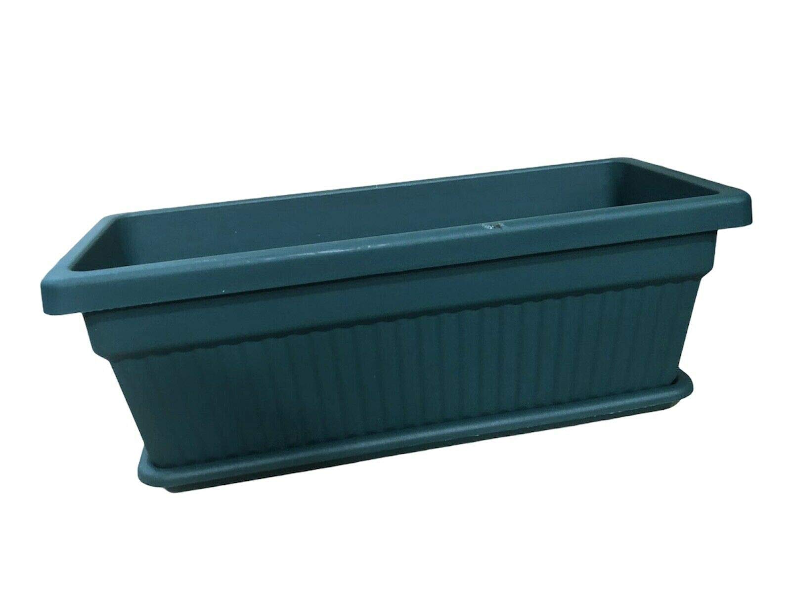 Tamersgifts Heavy Duty Windowsill Trough Window Box Plastic Plant Pots with Matching Saucer (Green, L 75.5cm x W 31cm x H 28cm)