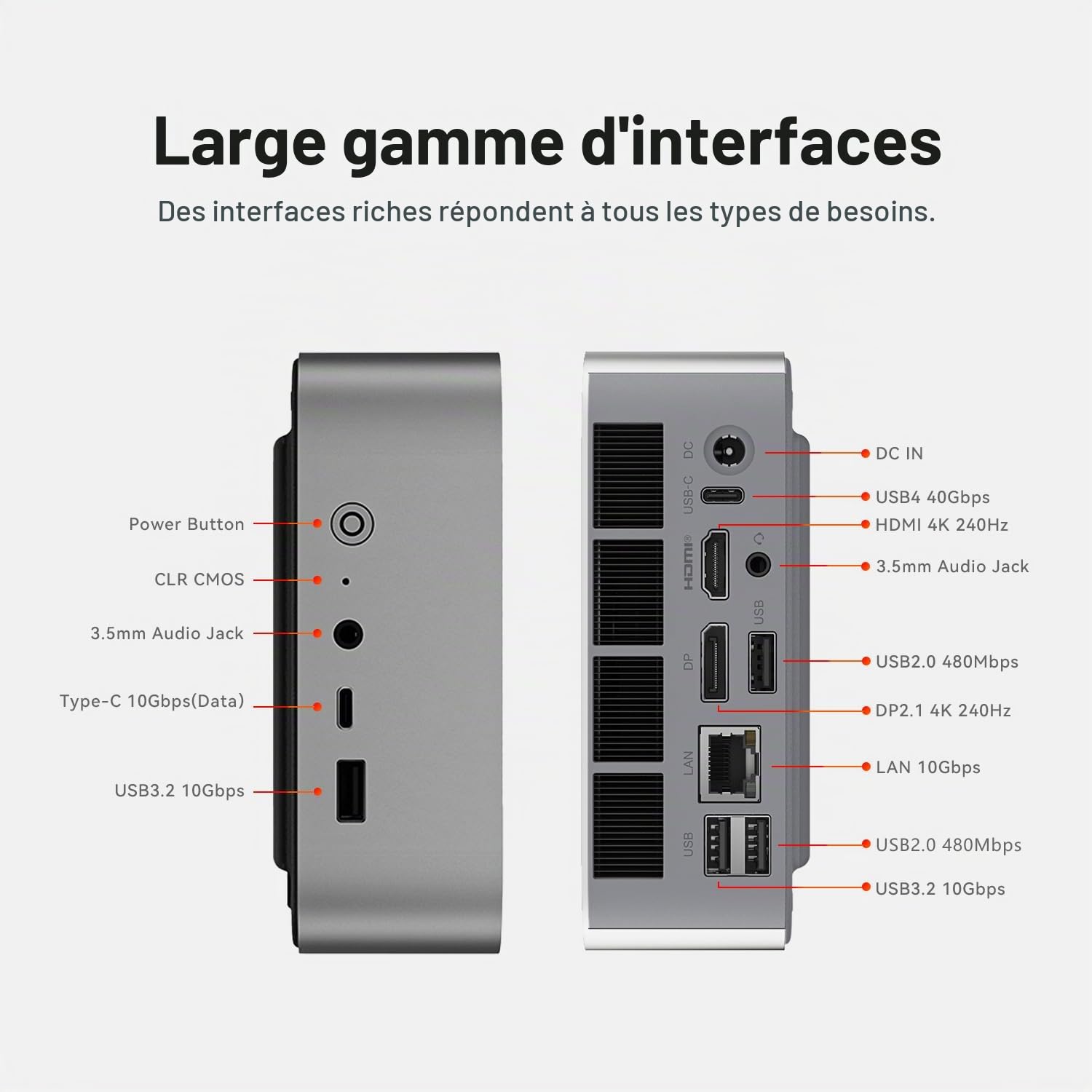 Beelink SER9 Max Mini PC, AMD Ryzen R7 260 (8C/16T jusqu'à 5.1 GHz), 32 Go de RAM DDR5, 1 to SSD, Mini-Ordinateur 4K à 240 Hz, Triple écran HDMI/DP/USB 4, BT5.2, Wi-FI 6, LAN 10 Gbps