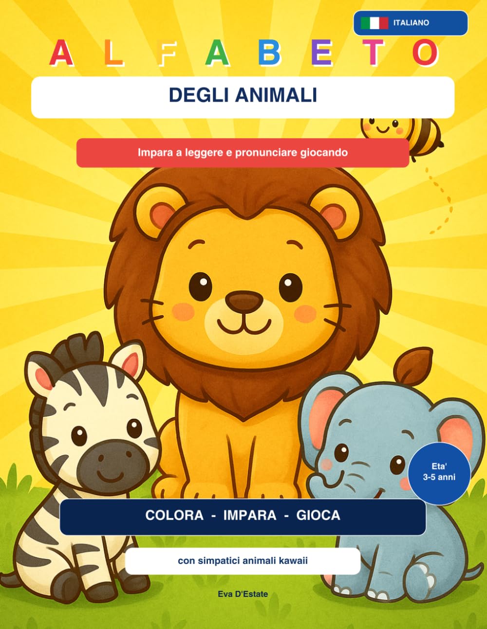 Alfabeto degli Animali: Libro didattico da colorare per bambini dai 3 ai 5 anni con lettere, pregrafismo e simpatici animali kawaii