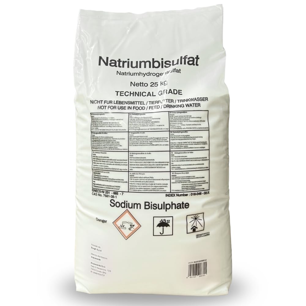 acquaverde | PH - Meno Granulare Bianco 25 kg, Correttore per Ridurre il Valore di PH nella Piscina, Rapida e Completa Dissoluzione senza Residui per Acqua sempre Limpida e Bilanciata, Effetto Tampone