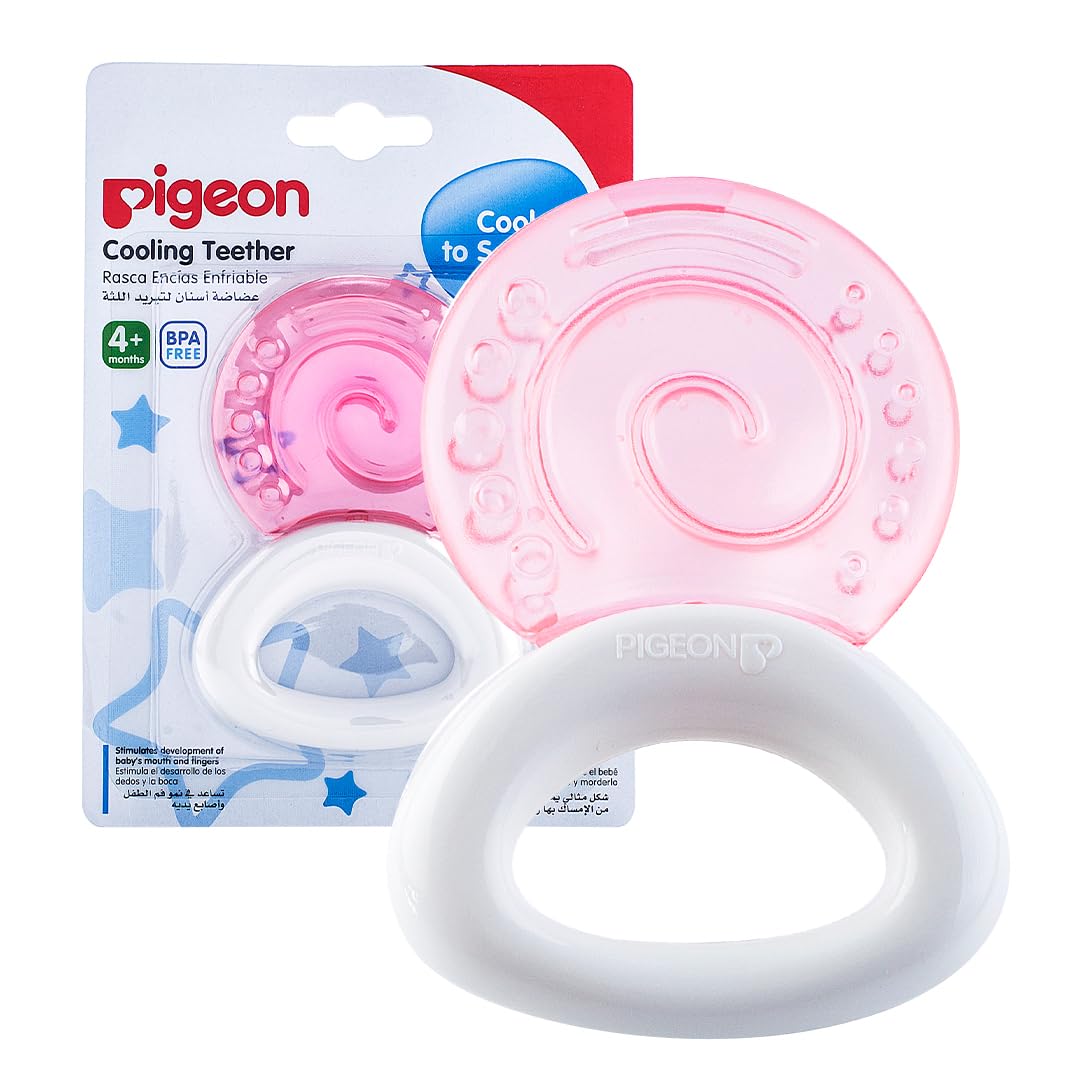 Pigeon Cooling Teether, With Sterilized Water, Wide Handle, Bpa Free, Circle, Red