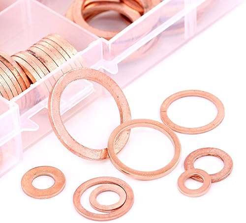 Miniatura 7 de Hilitchi - Arandela de cobre, kit surtido de 300 arandelas de cobre de anillo plano, 12 tamaños