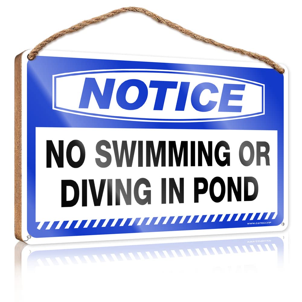 DTHA Wood Signs Decor Notice No Swimming Or Diving In Pond Wooden Sign Bathroom Wood Sign Funny Home Decor For Door(15X28CM)