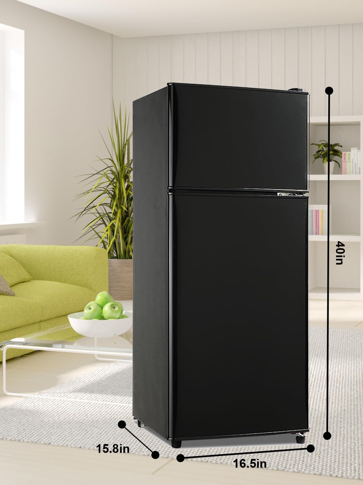 Krib Bling 3.5 Cu.Ft Refrigerator 2 Door 7 Level Adjustable Thermostat Control Top-Freezer Refrigerator Lock Fresh Energy Saving Blue on Fridge.com - View 3