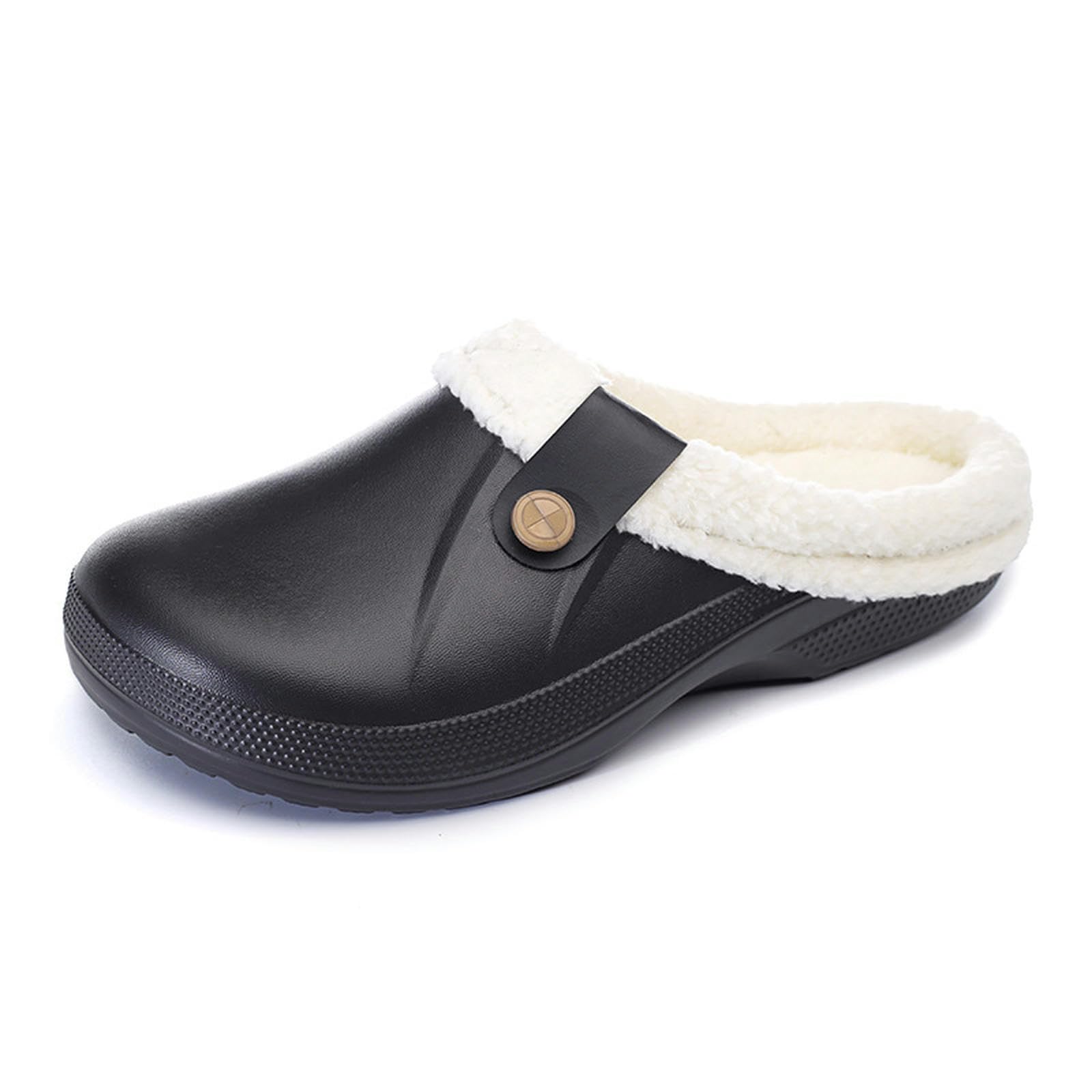 Pantofole Donna Grande Taglia Plus Velluto Casa Pantofole del Cotone delle Donne Coppie Chiuse Scarpe del Cotone Pantofole Calde Uomini-nero-40 41ue