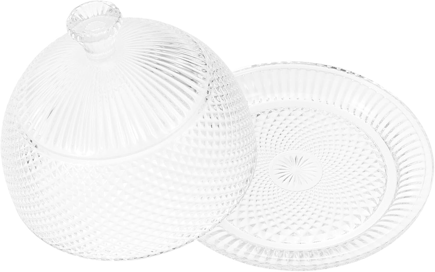 Wakauto Glass Cake Stand with Dome Cover, Small European-style Glass Dessert Plate with Lid, Fruit and Snack Serving Tray for Home Use, Elegant Display for Cakes and Pastries