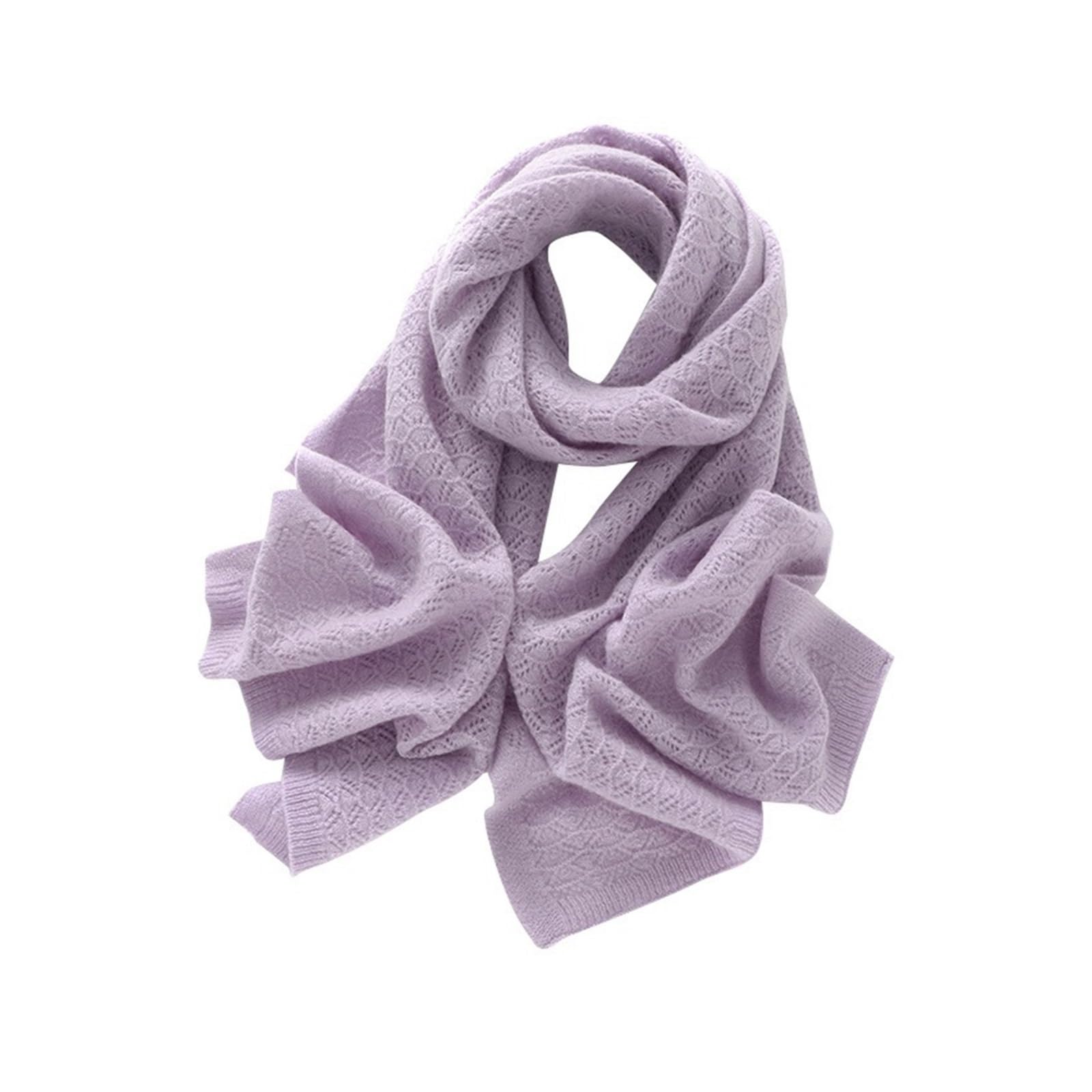 Scialle per donna Sciarpa in cashmere viola da donna, lunga e calda, lavorata a maglia cava