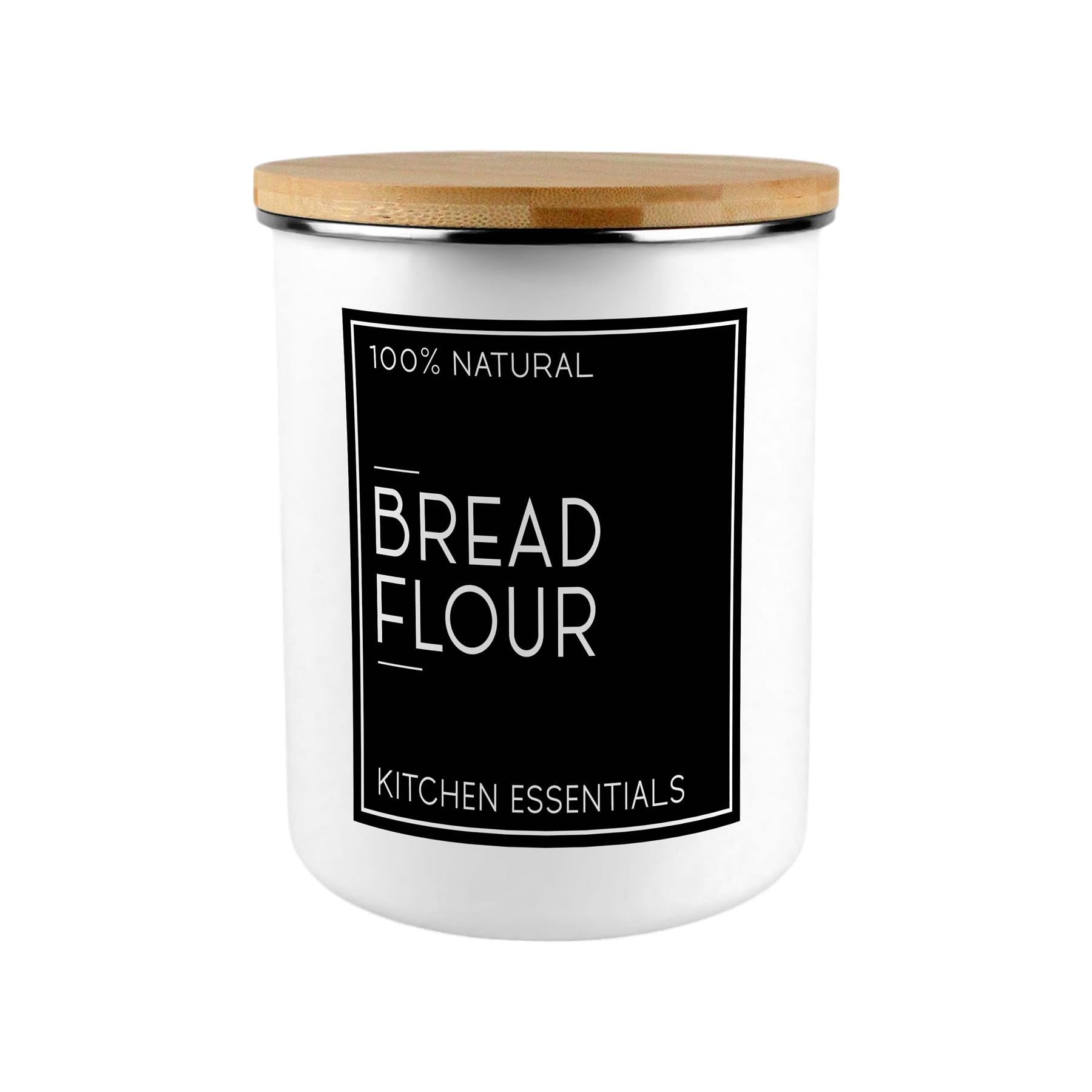 Purely Home Inverted Minimalist Bread Flour Storage CanisterStylish Black & White Kitchen/home Large Enamel Jar With Lid Bakers Gift from B&Q