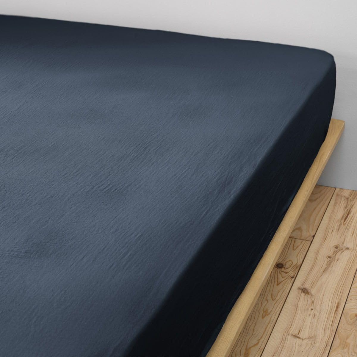 AltoBuy OUREA - Drap Housse 140x200cm Gaze de Coton Minuit