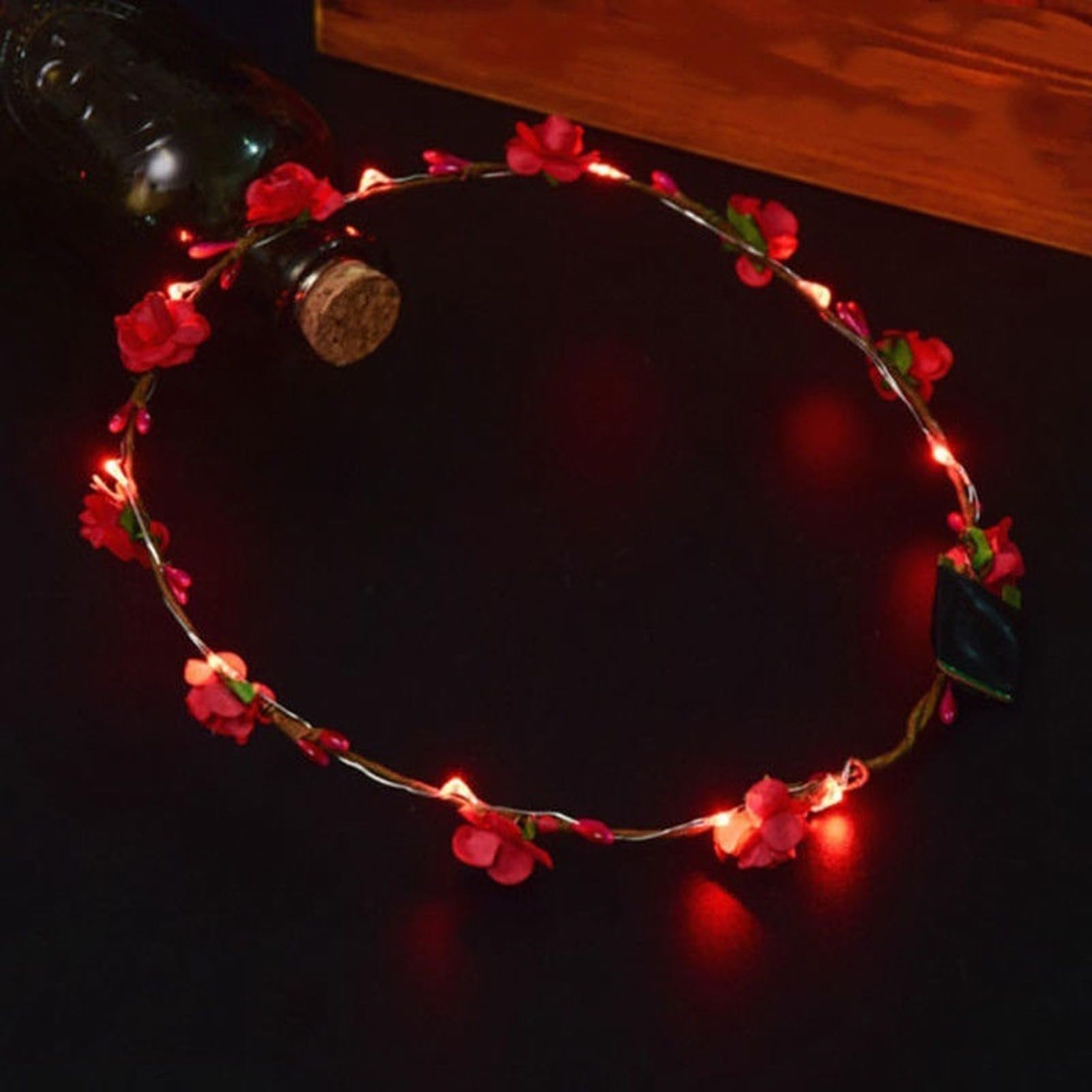 matumou LED Flower Garland Headband Girls Women Bride Beach Travel Hairband Headwear