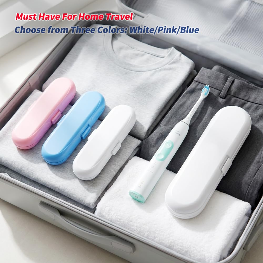 Funda de viaje compatible con los cepillos de dientes eléctricos Philips Sonicare y 6 fundas reutilizables compatibles con los cabezales de cepillo de dientes Philips Sonicare (azul)