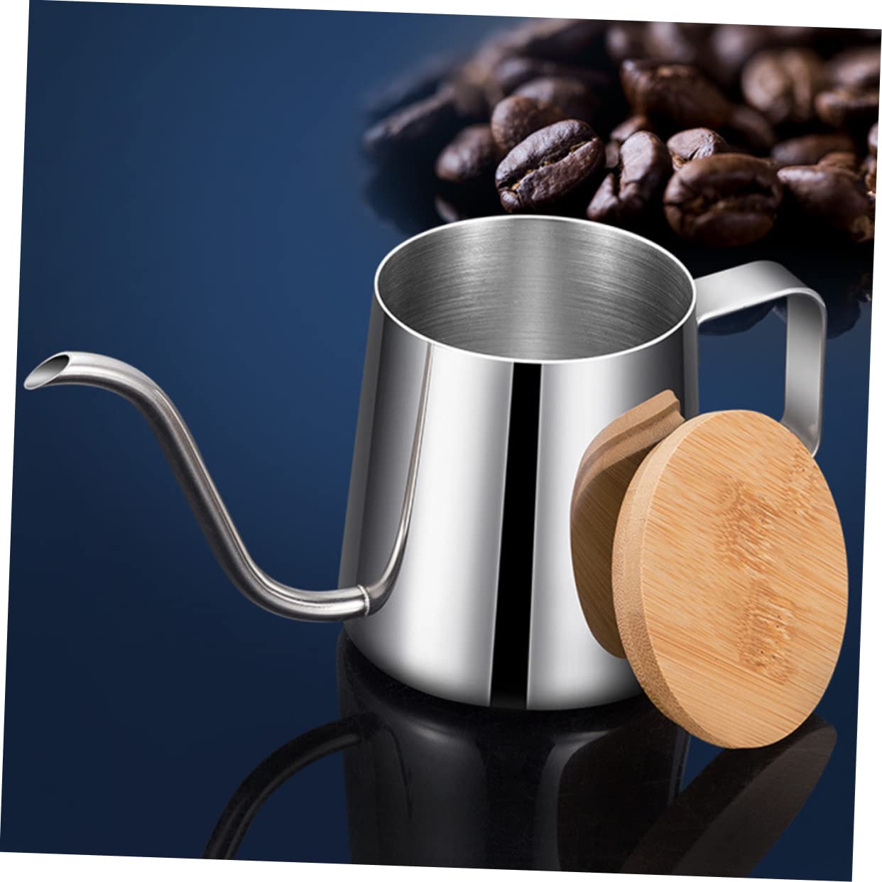 Garneck Coffee Pot Gooseneck Coffee Kettle Cafeteras Expresso Narrow Spout Pot Espresso Shots Stovetop Espresso Mini Teapot Gooseneck Pot Water Kettle Hand Drip Coffee Kettle Silver Wooden