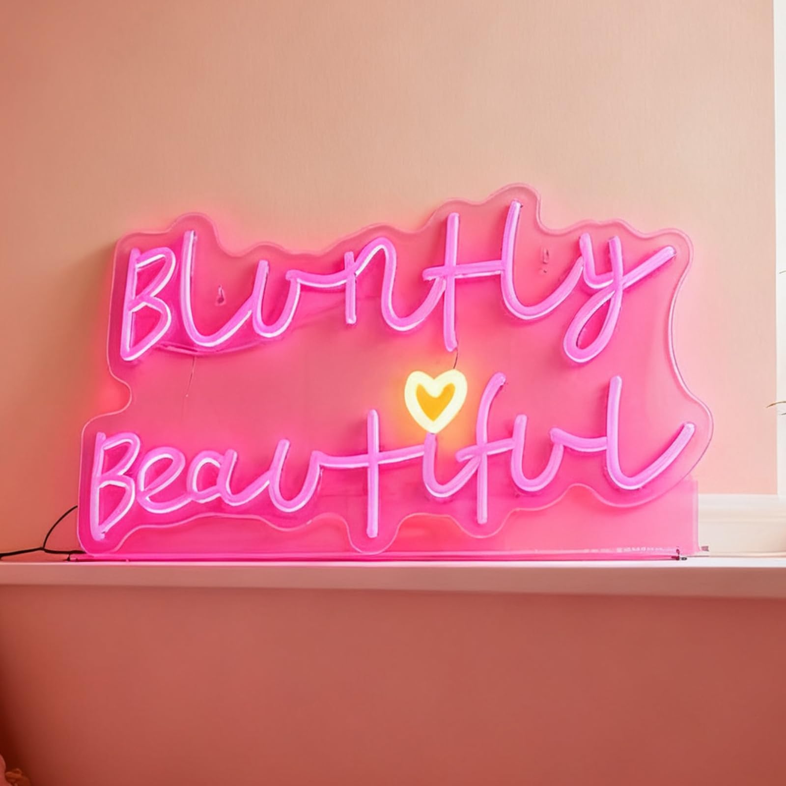 Bluntly Beautiful LED Neon Sign, USB Powered Dimmable Decorative Neon Light for Home Bedroom Vanity Girls Room Living Room Party Wall Table Decor 16.5 x 9.3 In
