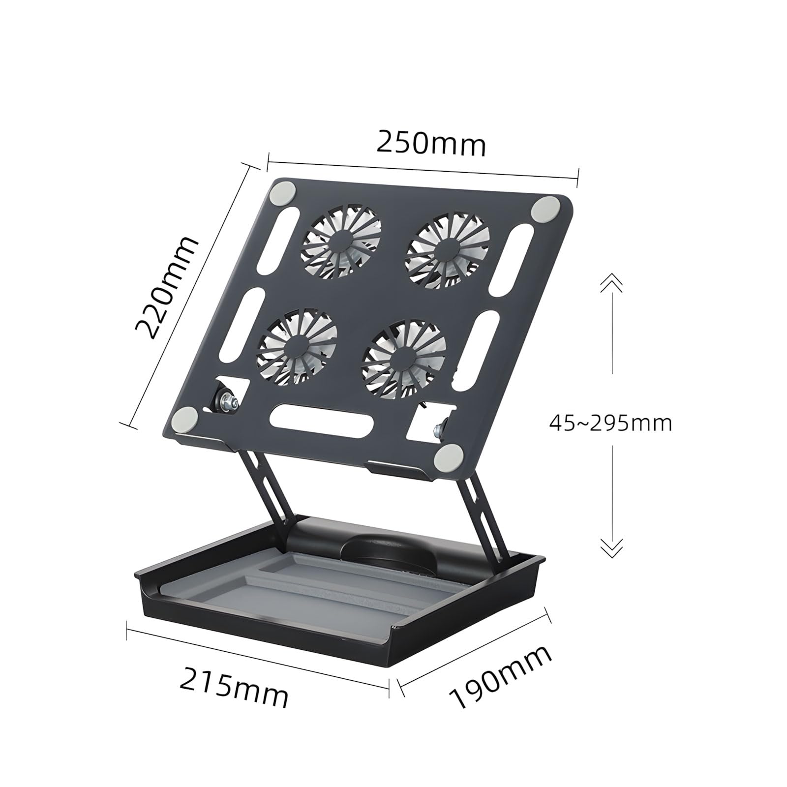 Soporte ergonómico para portátil con tecnología de refrigeración eficiente y fijación, viene con caja de almacenamiento compacta para portátil con ventilador