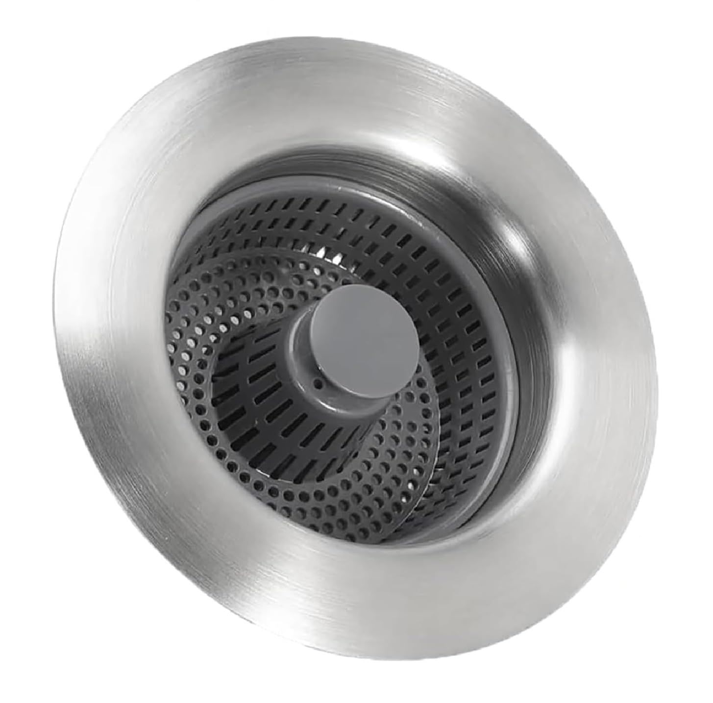 Craftend Kitchen Sink Strainer and Stopper Set for Standard 3-1/2 inch Drain, Universal Stainless Steel Anti Clogging Sink Drain Plug Cover with Plastic Basket and Silicone Stopper Bottom