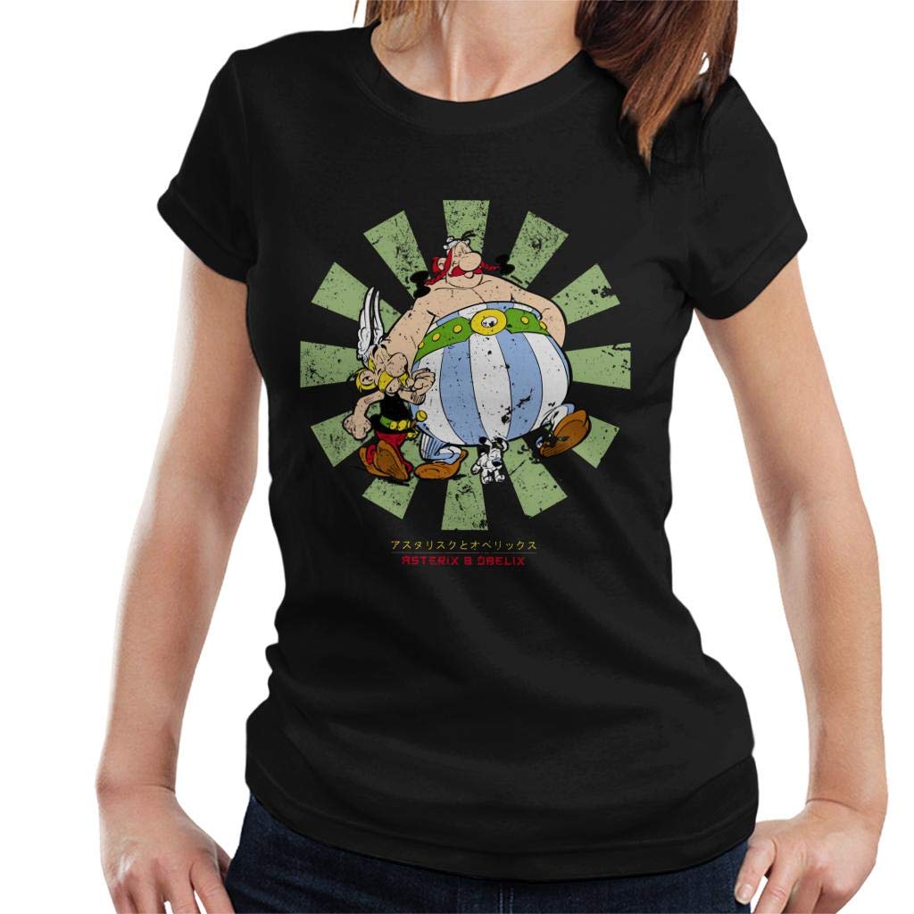 Cloud City 7 Asterix and Obelix Retro Japanese Women's T-Shirt Black